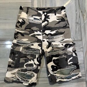 Balenciaga Trompe Loeil Snow Camo Shorts